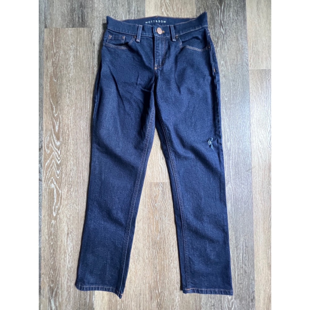 Mott‎ & Bow Boyfriend Jeans Womens W26 L28 Dark Indigo Blue Straight Leg Denim